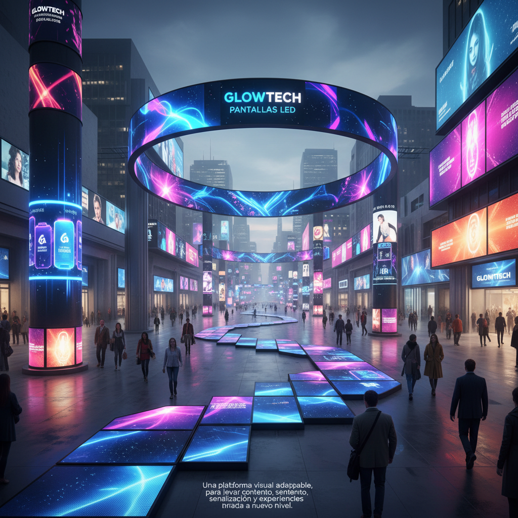 Pantalla LED iluminada en un espacio comercial